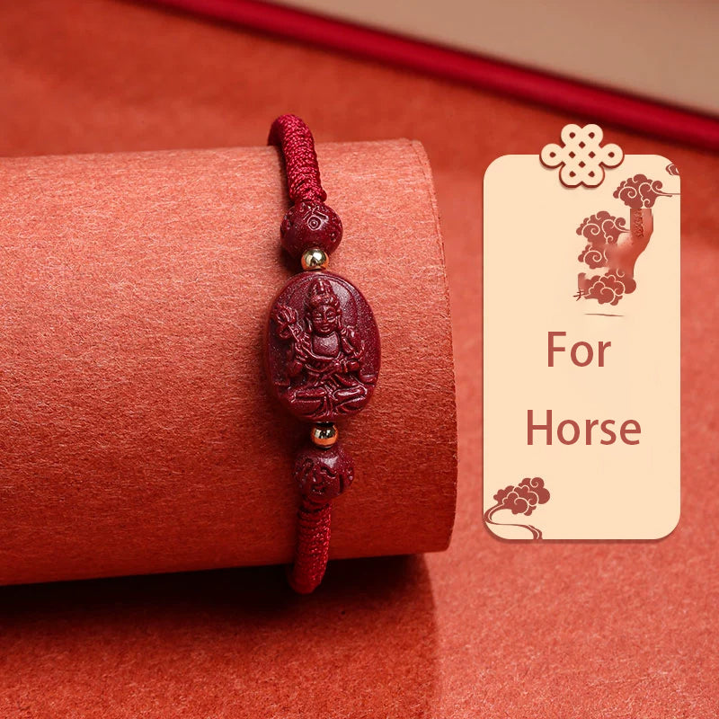 Red String Bracelet with Cinnabar Personal Deity – Prosperity, Love, Protection & Good Fortune