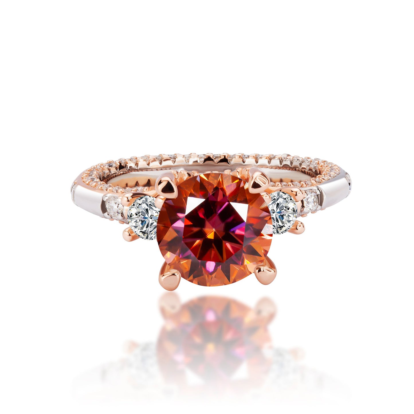 Radiant Rose: 925 Sterling Silver 2CT Moissanite Ring with Sunset Glow