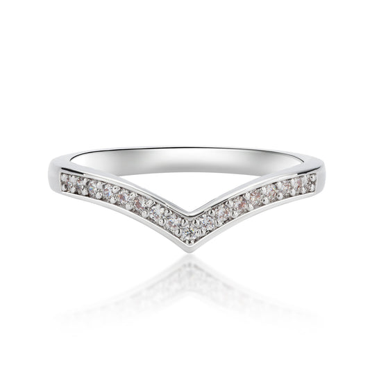 Sleek and Stylish: V-Shape 925 Sterling Silver Moissanite Ring