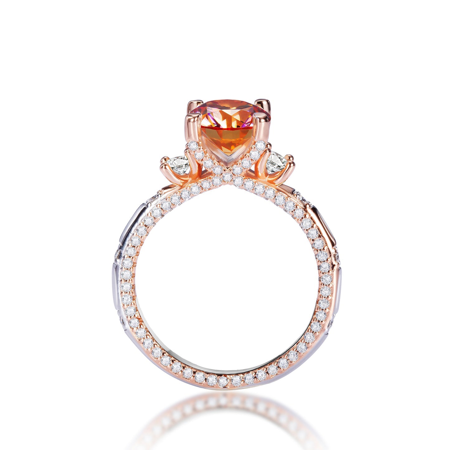 Radiant Rose: 925 Sterling Silver 2CT Moissanite Ring with Sunset Glow