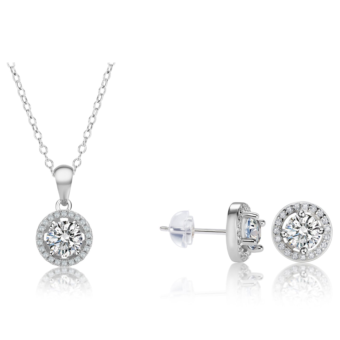 Halo of Brilliance – 925 Sterling Silver Moissanite Jewelry Set