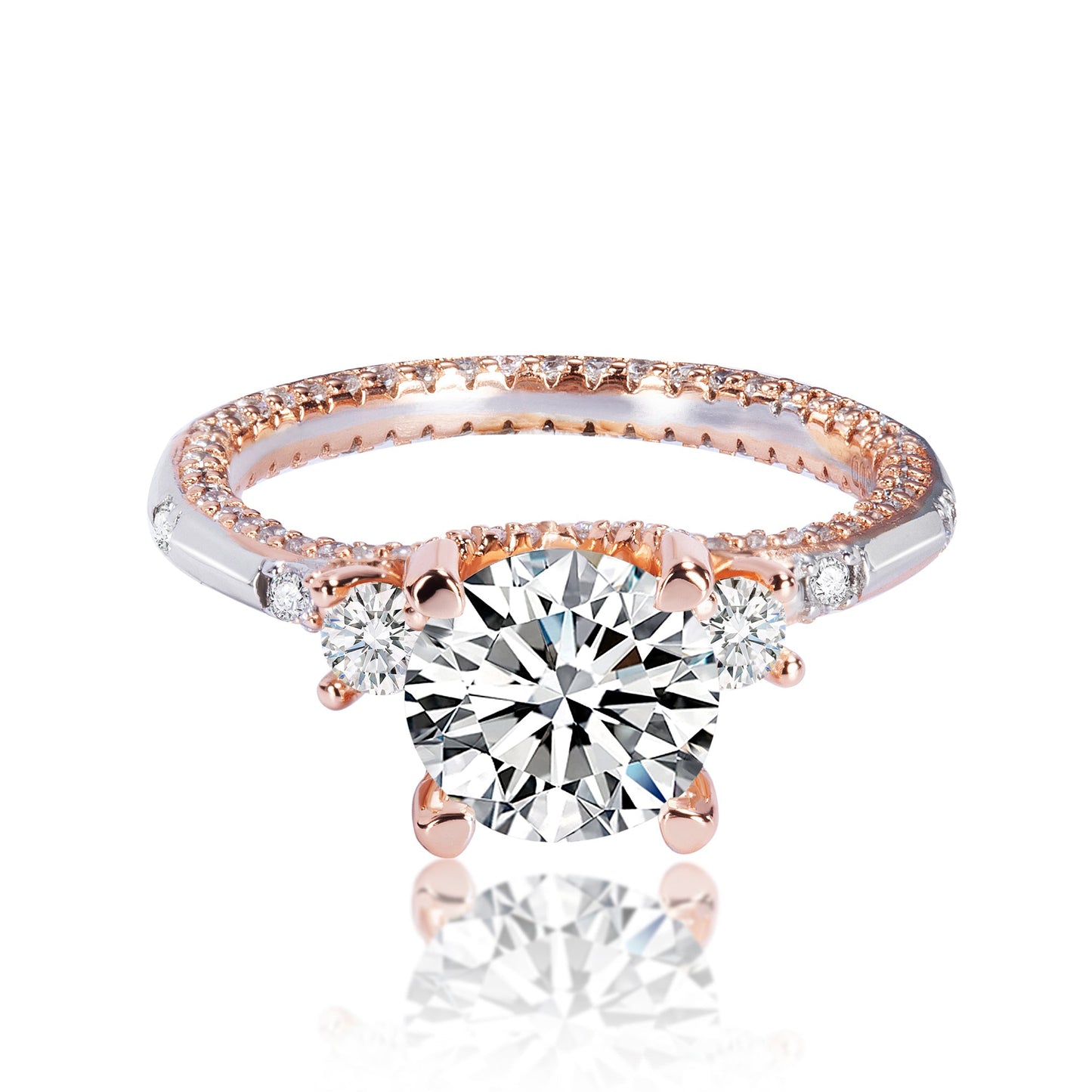 Timeless Elegance: 925 Sterling Silver Moissanite Ring with Rose Gold Accent