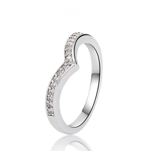 Sleek and Stylish: V-Shape 925 Sterling Silver Moissanite Ring