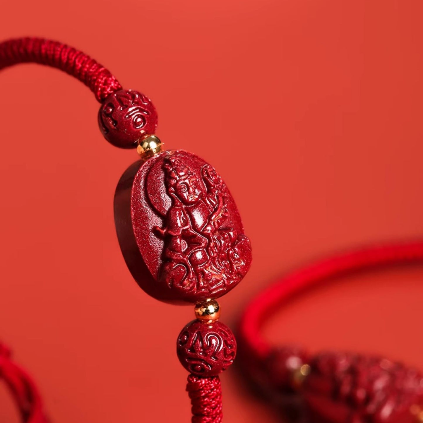 Red String Bracelet with Cinnabar Personal Deity – Prosperity, Love, Protection & Good Fortune