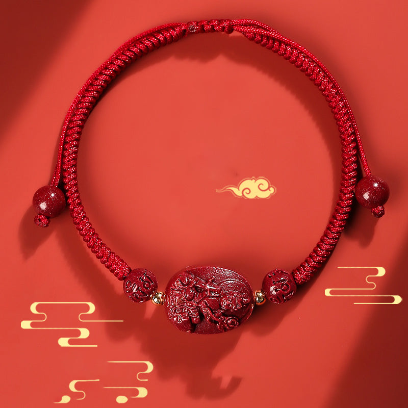 Red String Bracelet with Cinnabar Personal Deity – Prosperity, Love, Protection & Good Fortune