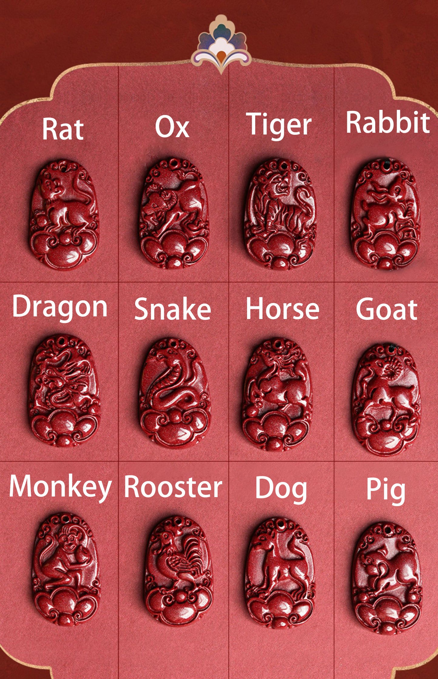 Hand-Carved Cinnabar Zodiac Cloud Pendants – Elegance and Spiritual Protection