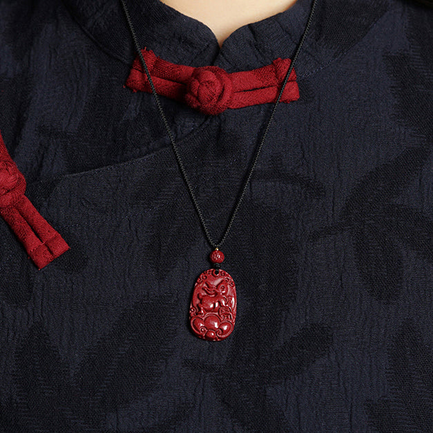 Hand-Carved Cinnabar Zodiac Cloud Pendants – Elegance and Spiritual Protection