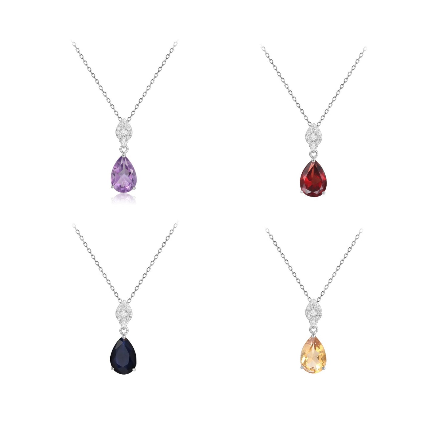 Timeless Elegance: 925 Sterling Silver Natural Gemstone Pendant Necklace