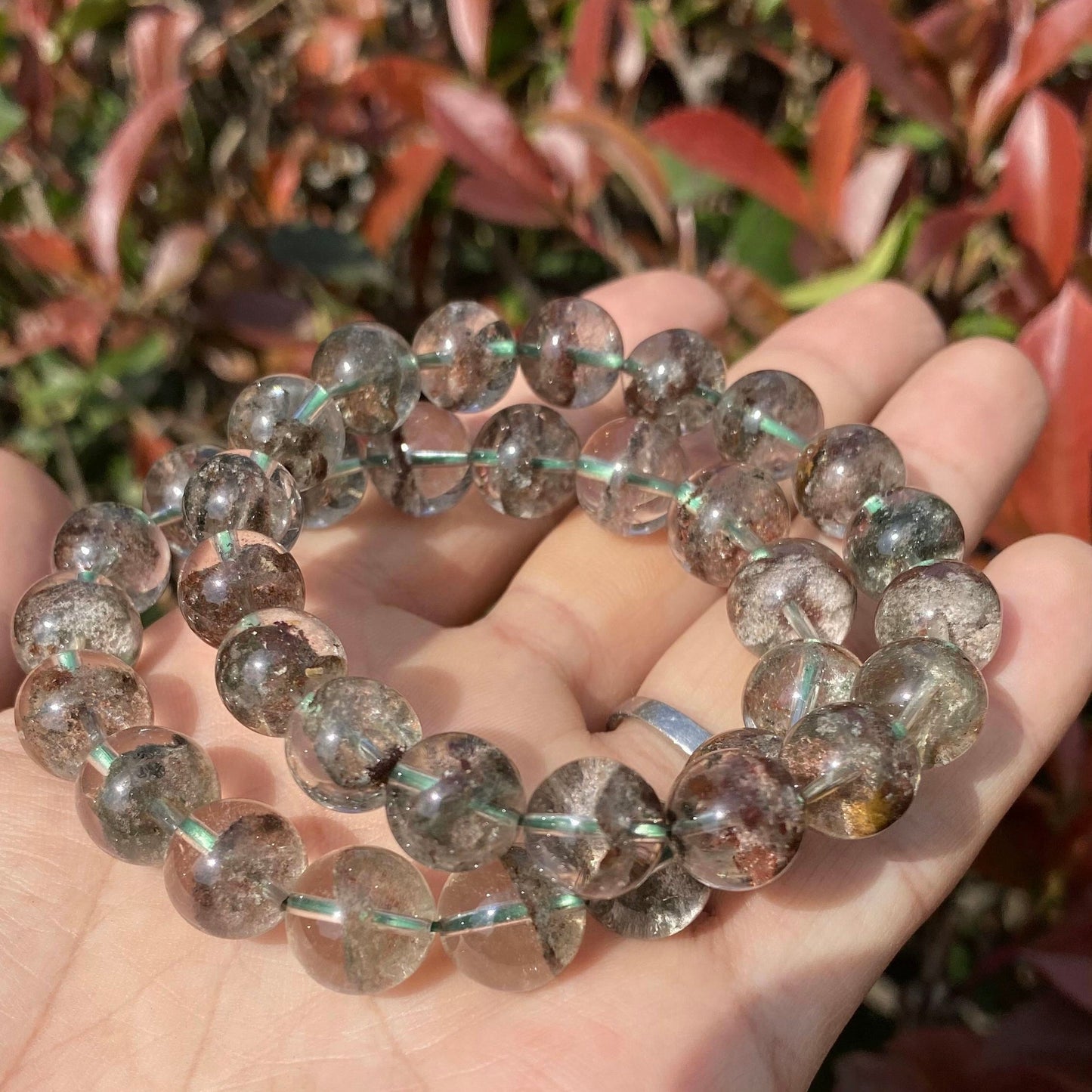 Dreamy Looking Garden Quartz Bracelet 7mm-12mm beaded bracelet for Prosperity Auspicious Daily