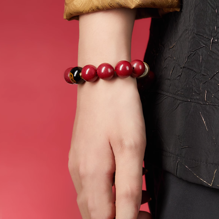 Handmade Cinnabar Bracelet with Pi Xiu Charm and Guardian Beads - Wealth, Protection, and Good Fortune Jewelry