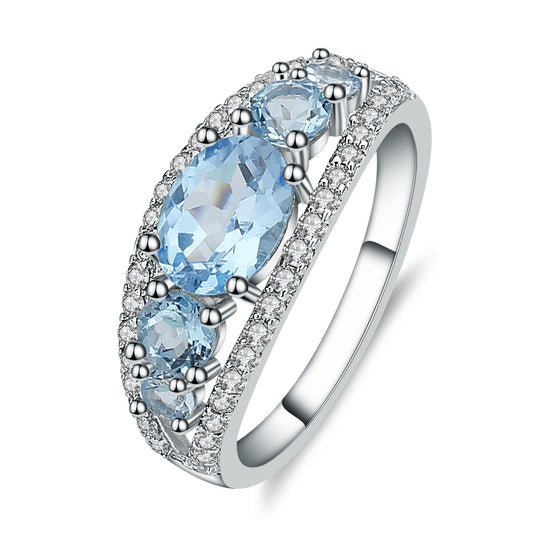 Timeless Elegance: 925 Sterling Silver Swiss Blue Topaz Ring