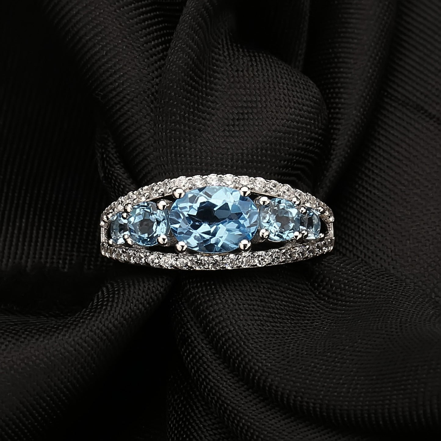 Timeless Elegance: 925 Sterling Silver Swiss Blue Topaz Ring