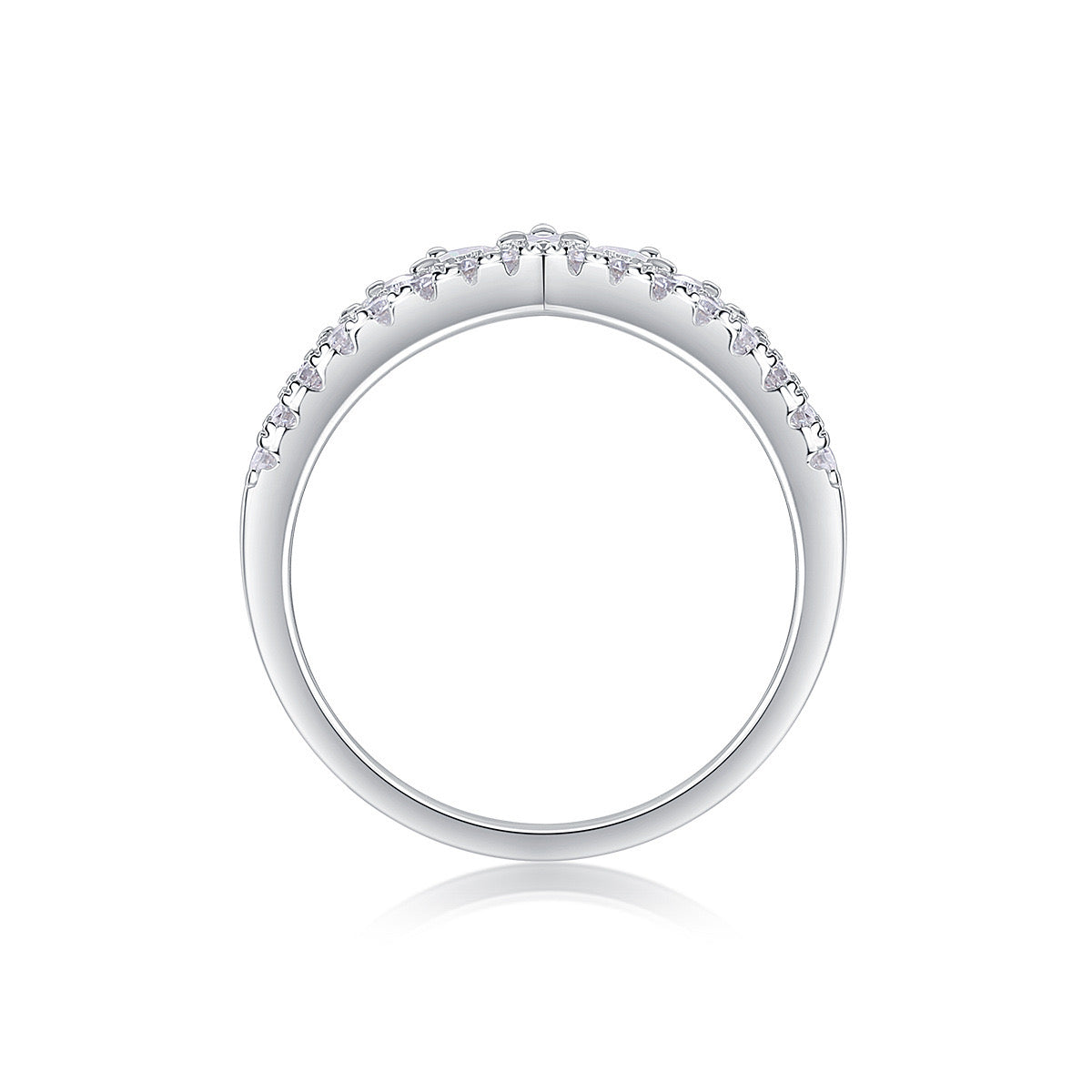 Graceful Elegance: Crown-Style 925 Sterling Silver Moissanite Ring