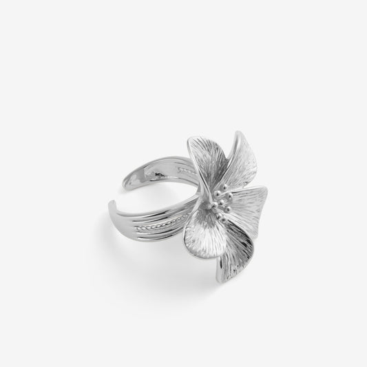 LARGE FLOWER RING Silver