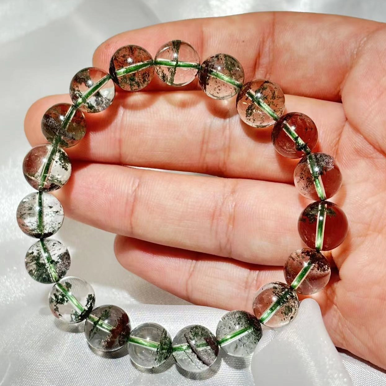 Dreamy Looking Garden Quartz Bracelet 7mm-12mm beaded bracelet for Prosperity Auspicious Daily