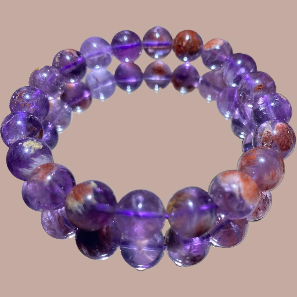 Purple Garden Quartz/ Amethyst Phantom Bracelet 9-10mm- Fashion & Gift