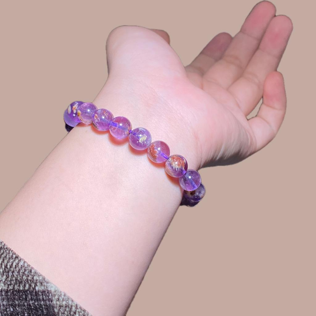 Purple Garden Quartz/ Amethyst Phantom Bracelet 9-10mm- Fashion & Gift