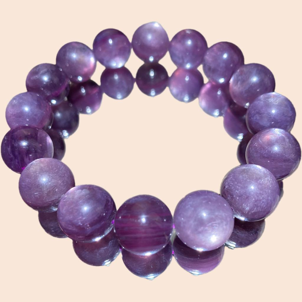 Purple Lepidolite Bracelet 13mm- Fashion&gift