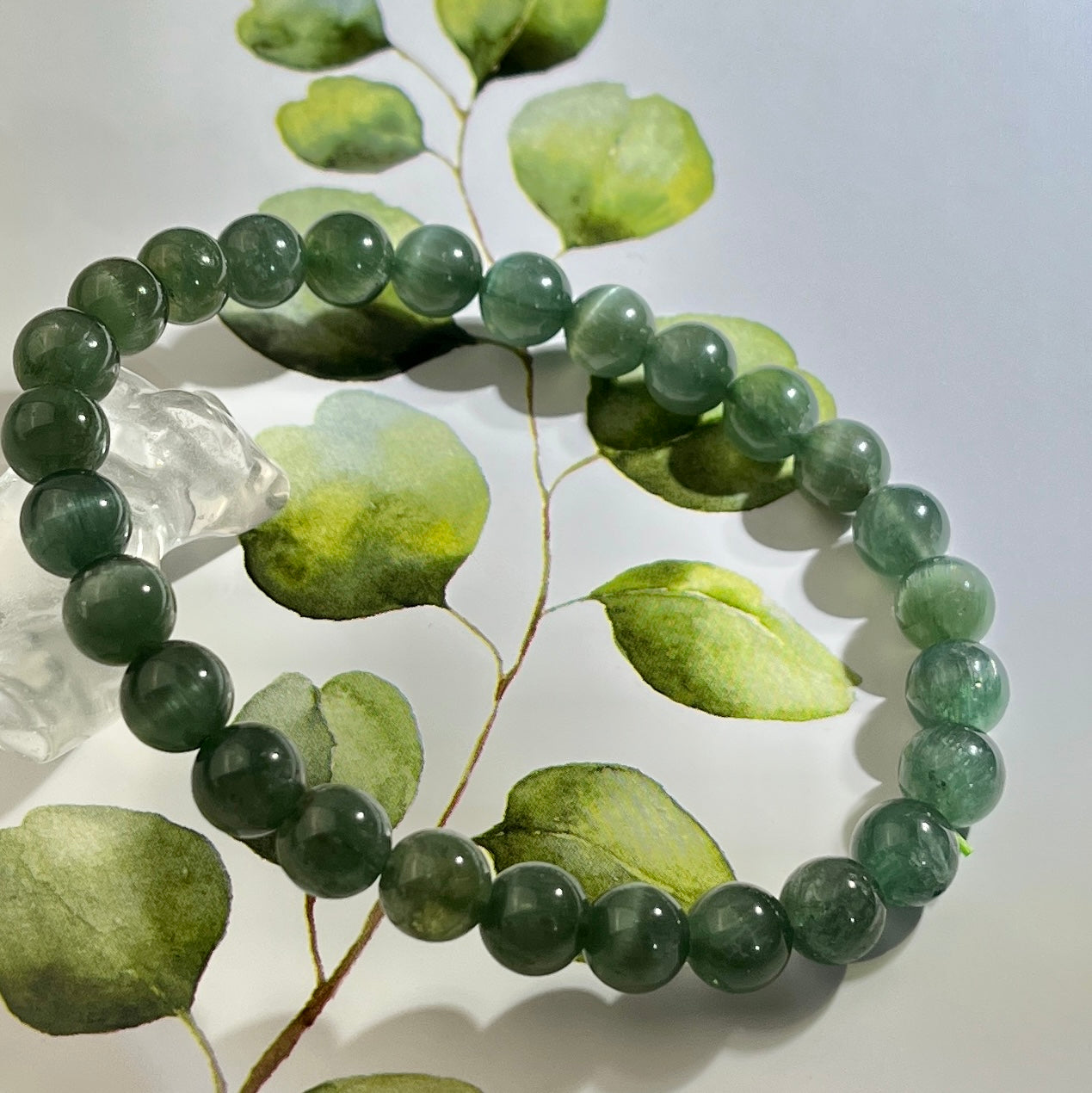 (Unique Christmas Gift) Crystal Jewelry Rare Green Kynite Bracelet 7mm Unisex Daily Gorgeous healing Stone