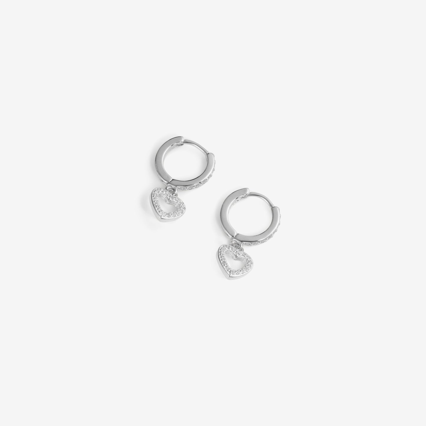 ZIRCONIA HEART EARRINGS Silver