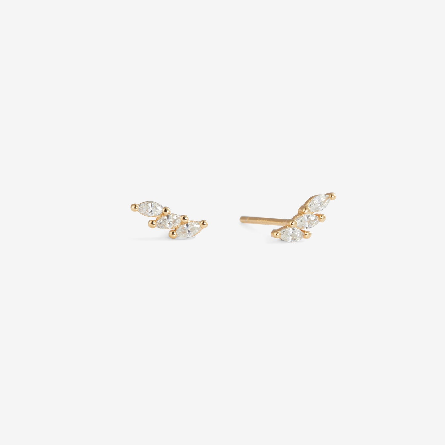 TRIPLE ALIGNED ZIRCONIA STUDS Gold