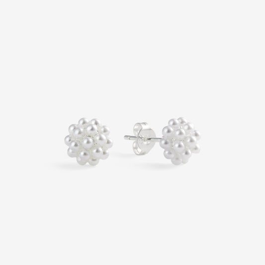 PEARL FLOWER STUDS EARRINGS Silver