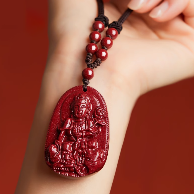 Authentic Cinnabar Zodiac Guardian Buddha Pendants – Spiritual Elegance and Protection