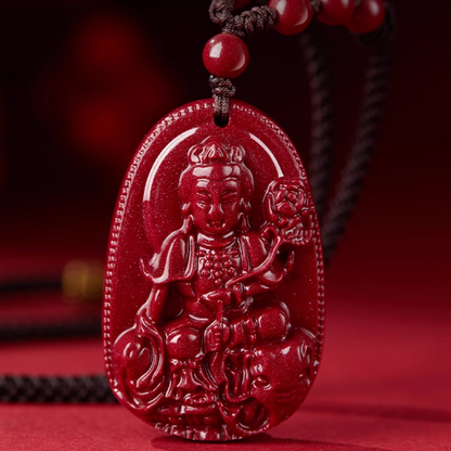 Pendentifs authentiques Bouddha gardien du zodiaque en cinabre – Élégance et protection spirituelles