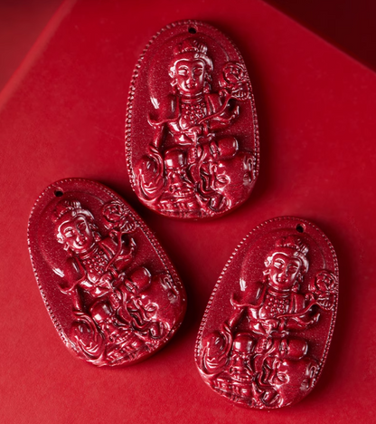 Pendentifs authentiques Bouddha gardien du zodiaque en cinabre – Élégance et protection spirituelles