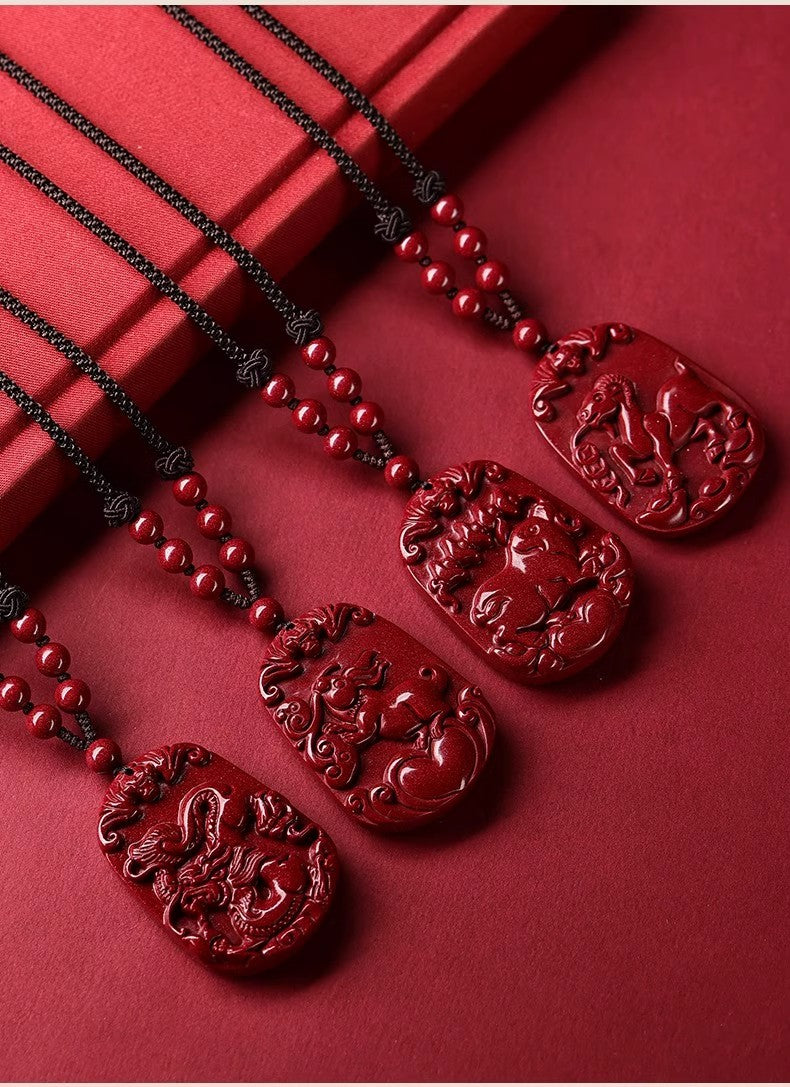 Hand-Carved Cinnabar Zodiac Pendants – Elegance, Protection, and Spiritual Meaning