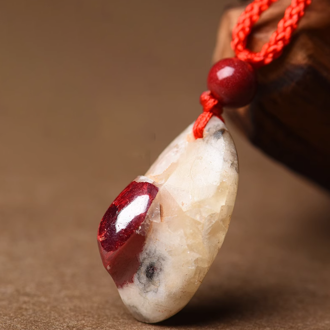 Natural Cinnabar Stone Pendant – Genuine Raw Crystal Jewelry for Healing, Energy, and Style