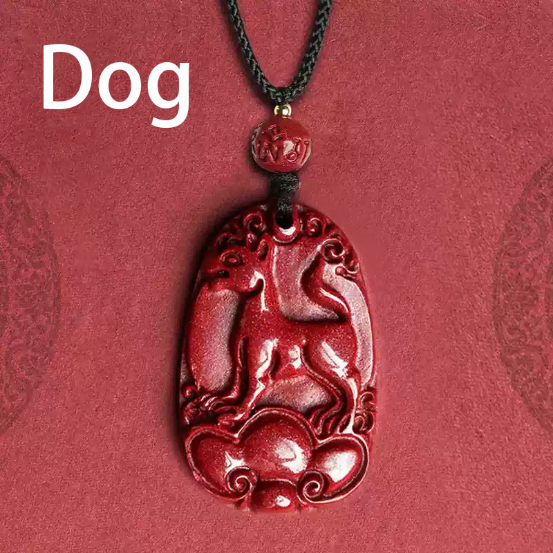 Hand-Carved Cinnabar Zodiac Cloud Pendants – Elegance and Spiritual Protection