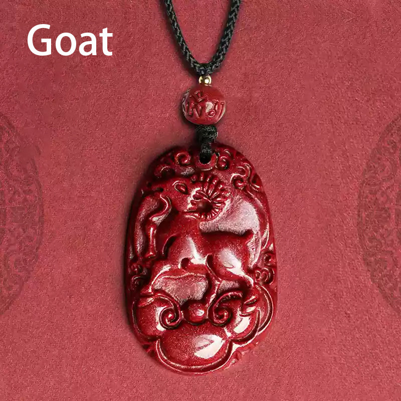 Hand-Carved Cinnabar Zodiac Cloud Pendants – Elegance and Spiritual Protection