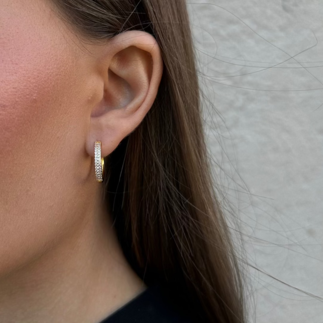 CLASSIC STONE HOOPS EARRINGS gold