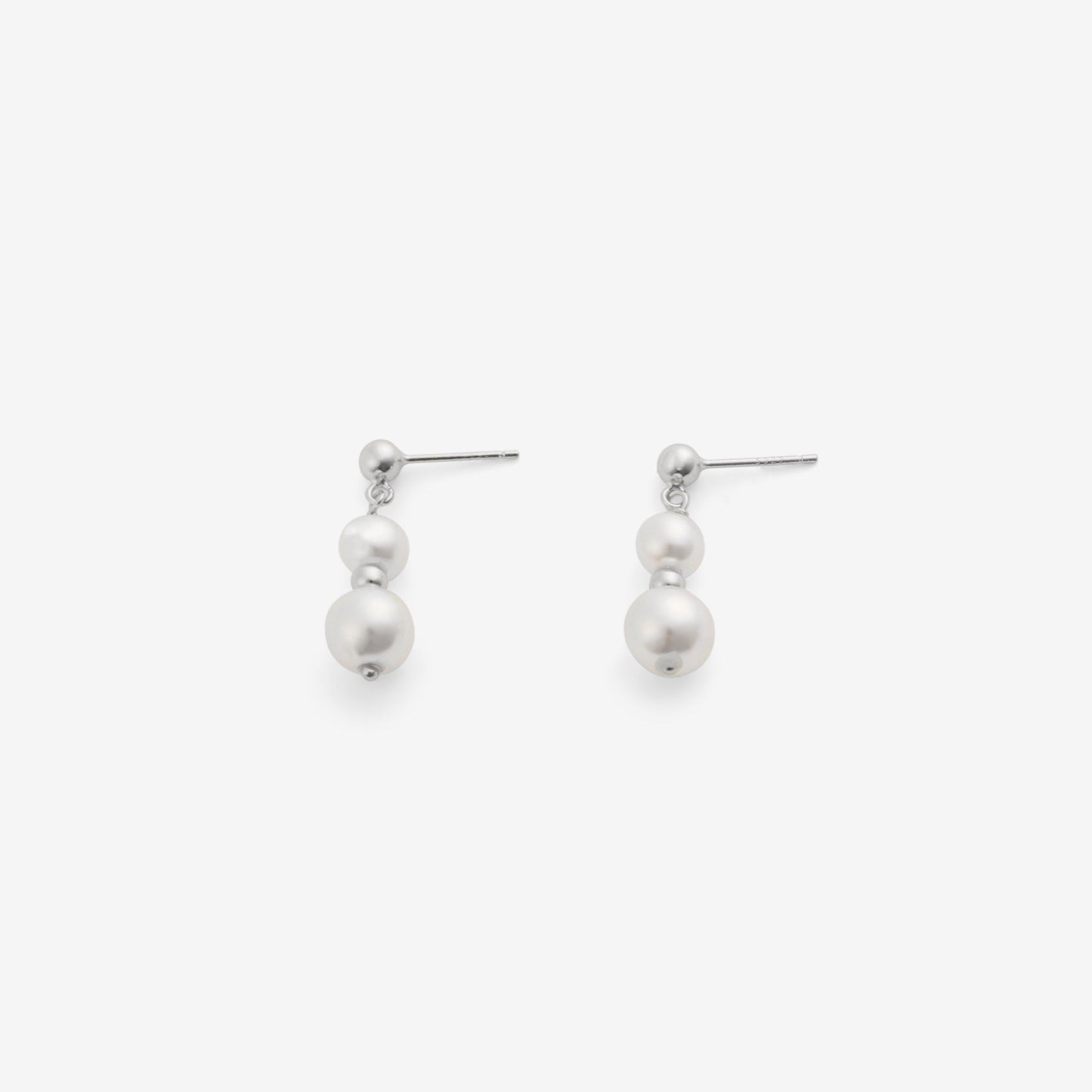 DUO PEARL DROP EARRINGS Silver