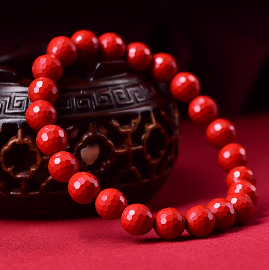 Faceted Cinnabar Bracelet – Royal Red Cinnabar for Elegance and Energy