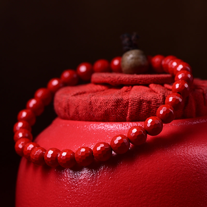 Faceted Cinnabar Bracelet – Royal Red Cinnabar for Elegance and Energy