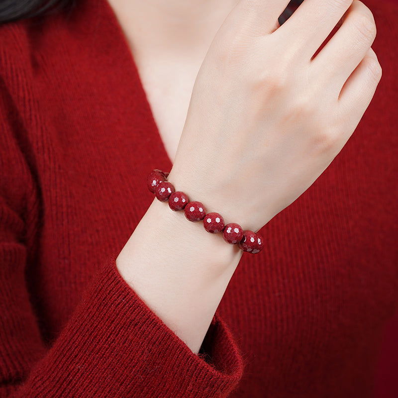 Faceted Cinnabar Bracelet – Purple Gold Cinnabar for Elegance and Energy