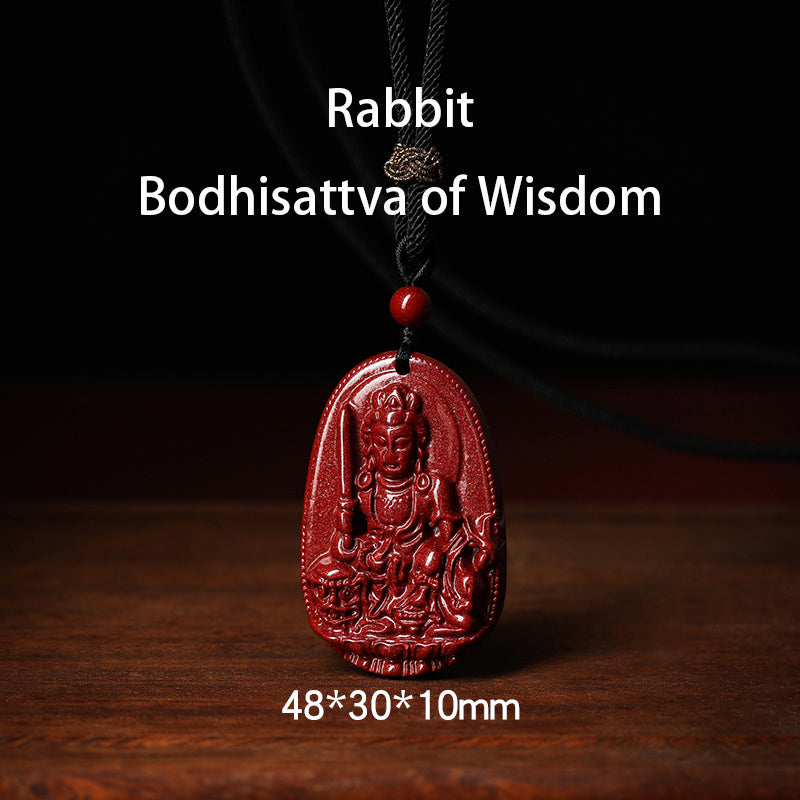 Authentic Cinnabar Zodiac Guardian Buddha Pendants – Spiritual Elegance and Protection