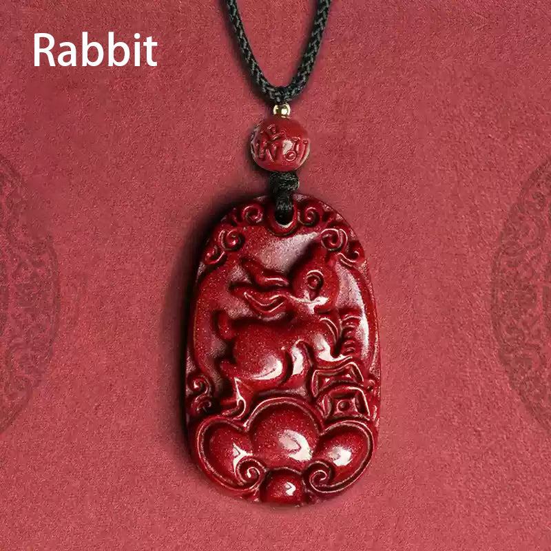 Hand-Carved Cinnabar Zodiac Cloud Pendants – Elegance and Spiritual Protection