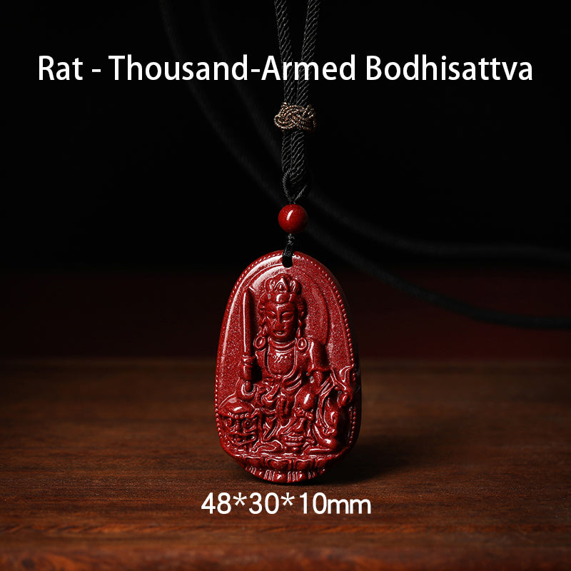 Authentic Cinnabar Zodiac Guardian Buddha Pendants – Spiritual Elegance and Protection