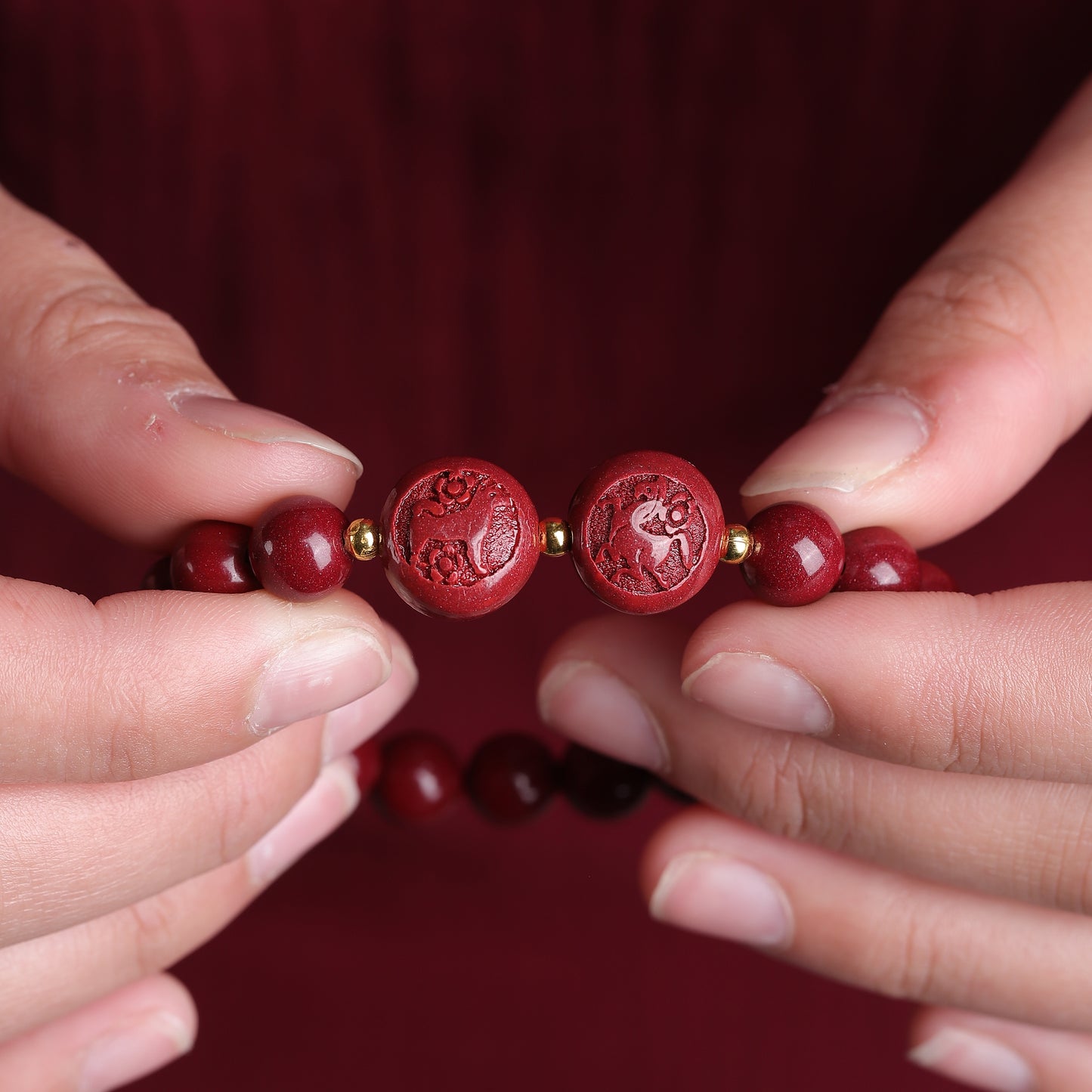 Red Cinnabar Bracelet with Zodiac Charms and Gold Beads – Luck & Protection