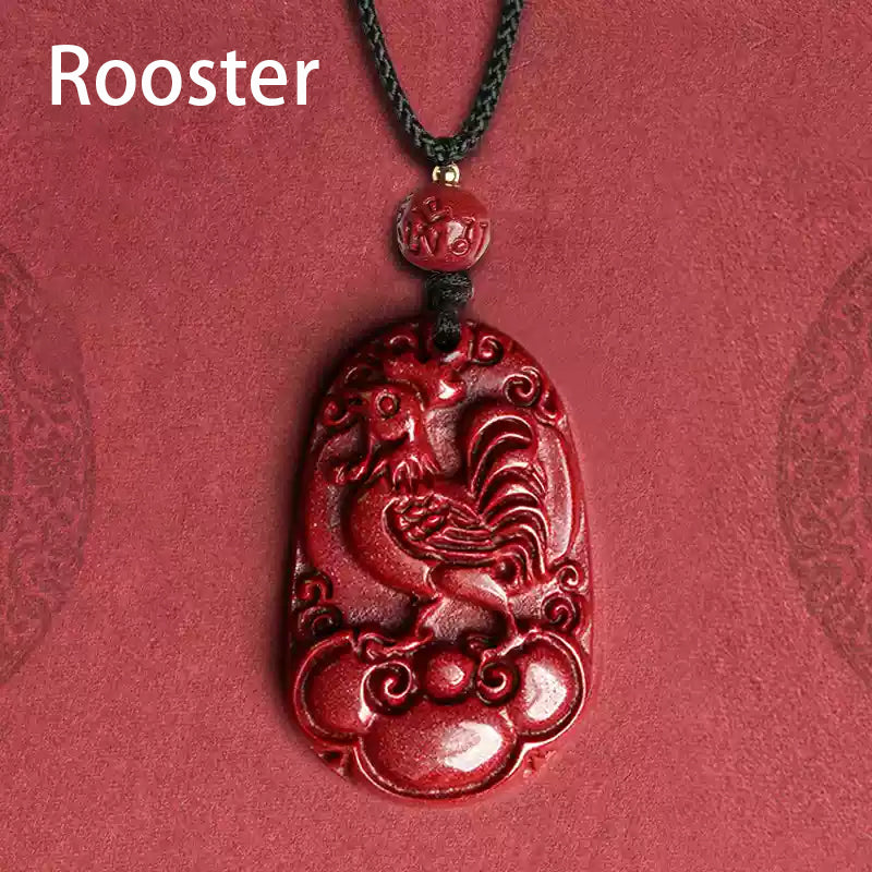 Hand-Carved Cinnabar Zodiac Cloud Pendants – Elegance and Spiritual Protection