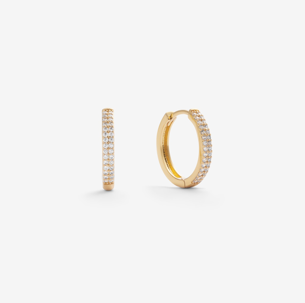 CLASSIC STONE HOOPS EARRINGS gold