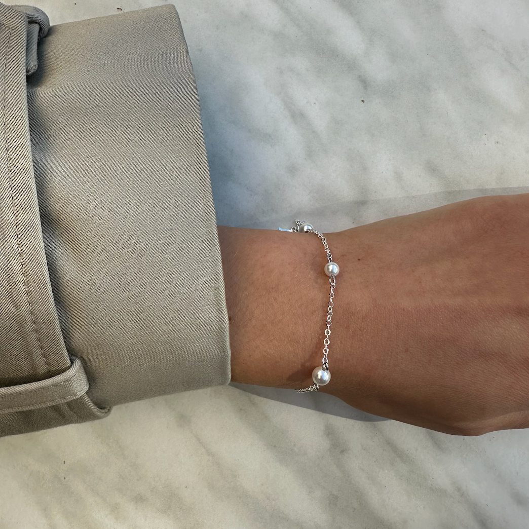 MINI PEARL CHAIN BRACELET Silver