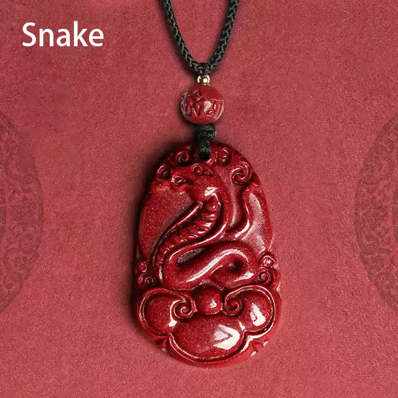 Hand-Carved Cinnabar Zodiac Cloud Pendants – Elegance and Spiritual Protection