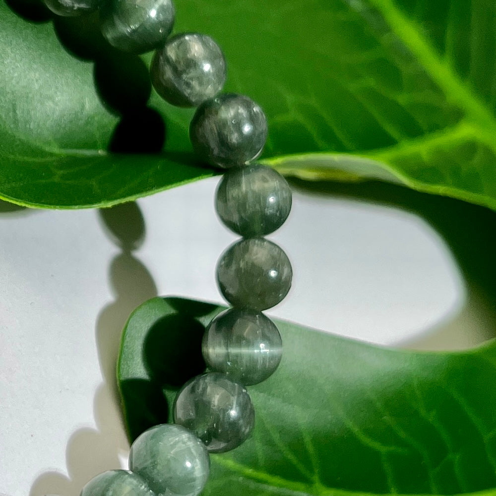 (Unique Christmas Gift) Crystal Jewelry Rare Green Kynite Bracelet 7mm Unisex Daily Gorgeous healing Stone