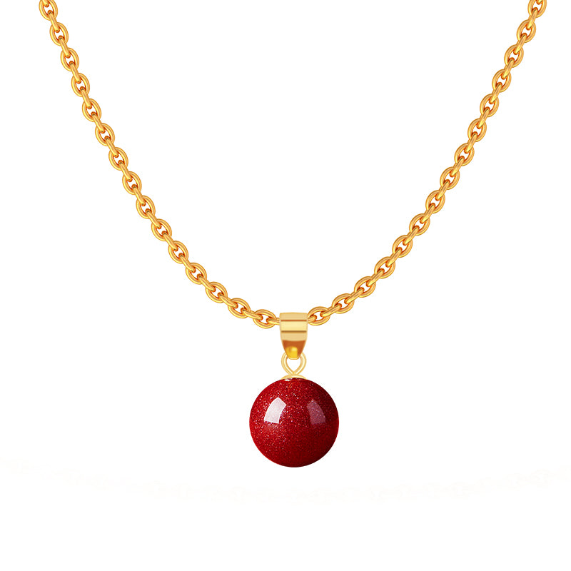 24K Gold Cinnabar Necklace - Snake Year Design, Peace & Elegance