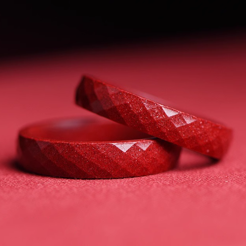 Faceted Cinnabar Ring – Elegant Design for Luck, Harmony, and Blessings