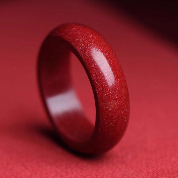 Smooth Cinnabar Ring – Minimalist Design for Luck, Peace, and Prosperity